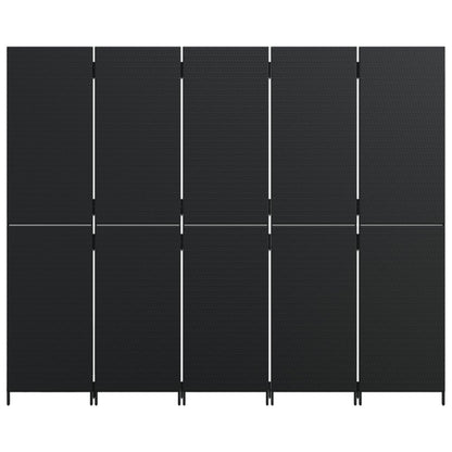 Paravent 5-tlg. Schwarz Poly Rattan