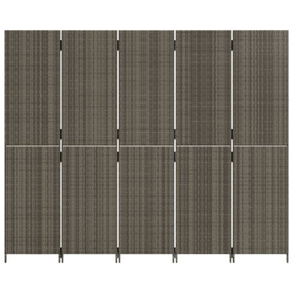 Paravent 5-tlg. Grau Poly Rattan