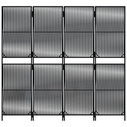 Paravent 4-tlg. Schwarz Poly Rattan