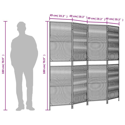 Paravent 4-tlg. Braun Poly Rattan