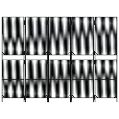 Paravent 5-tlg. Schwarz Poly Rattan