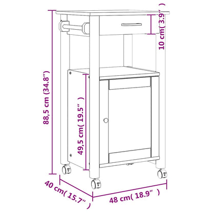 Küchenwagen MONZA 48x40x88,5 cm Massivholz Kiefer