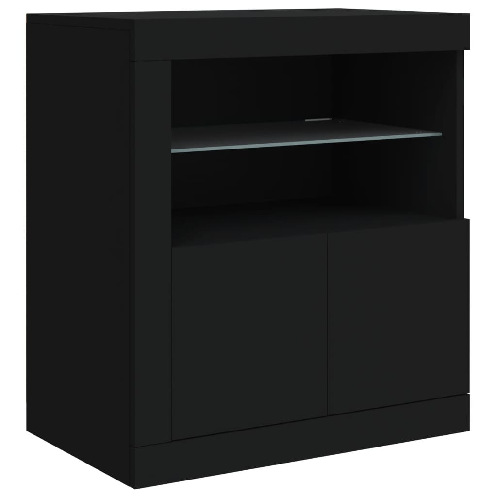 Sideboard mit LED-Leuchten Schwarz 60,5x37x67 cm