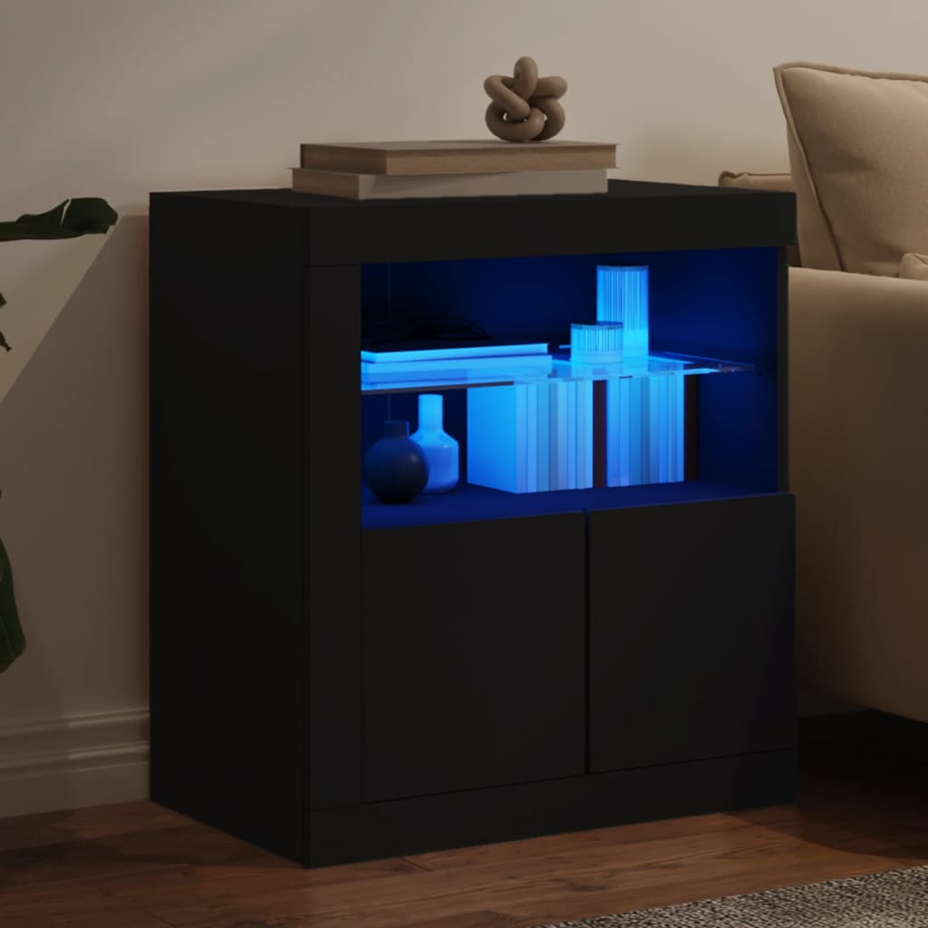 Sideboard mit LED-Leuchten Schwarz 60,5x37x67 cm