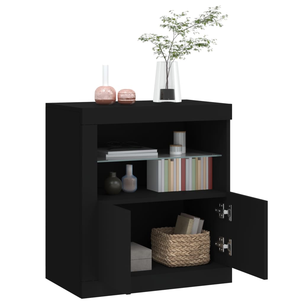 Sideboard mit LED-Leuchten Schwarz 60,5x37x67 cm