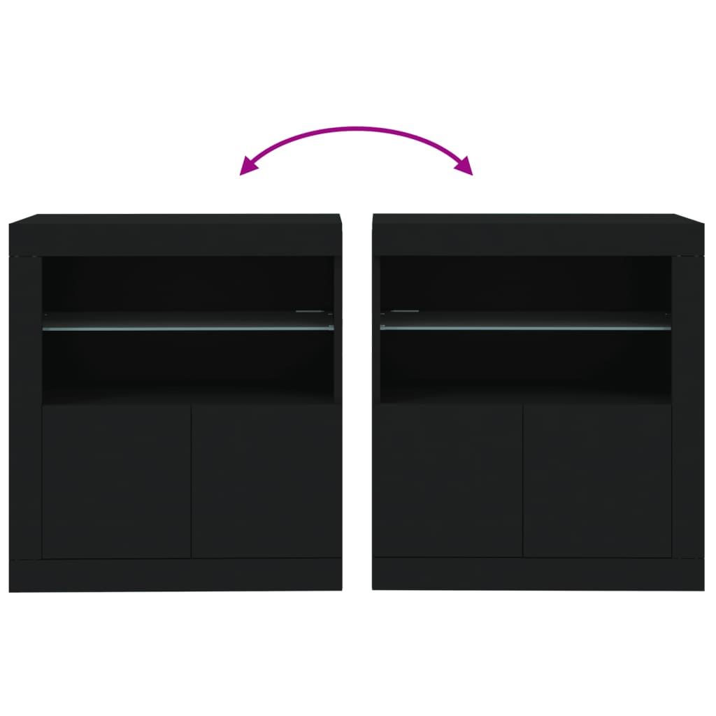 Sideboard mit LED-Leuchten Schwarz 60,5x37x67 cm