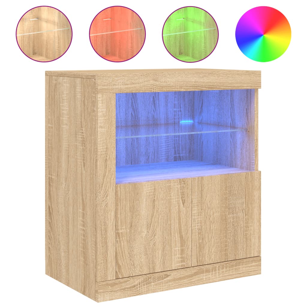 Sideboard mit LED-Leuchten Sonoma-Eiche 60,5x37x67 cm