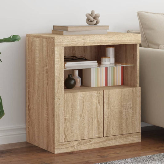 Sideboard mit LED-Leuchten Sonoma-Eiche 60,5x37x67 cm