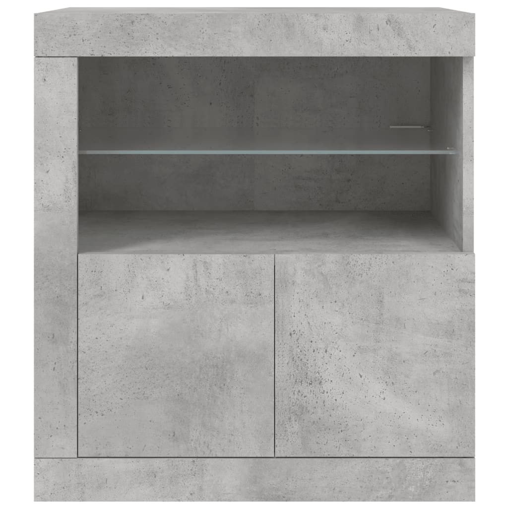 Sideboard mit LED-Leuchten Betongrau 60,5x37x67 cm