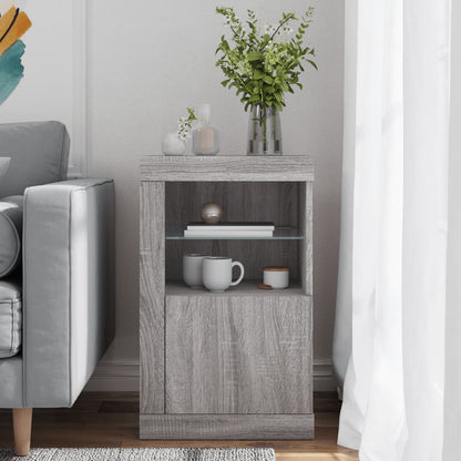 Beistellschrank mit LED-Leuchten Grau Sonoma Holzwerkstoff