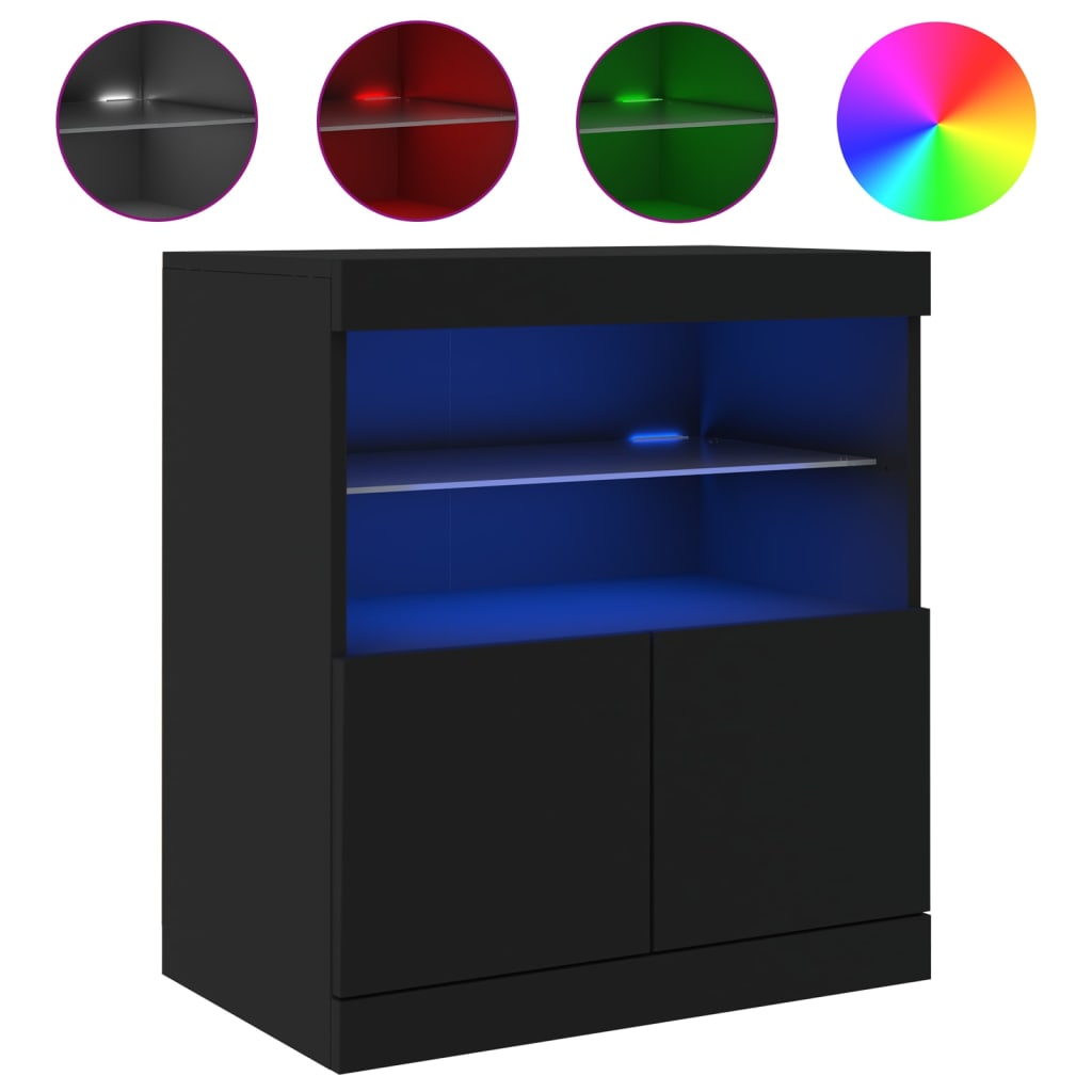 Sideboard mit LED-Leuchten Schwarz 60x37x67 cm