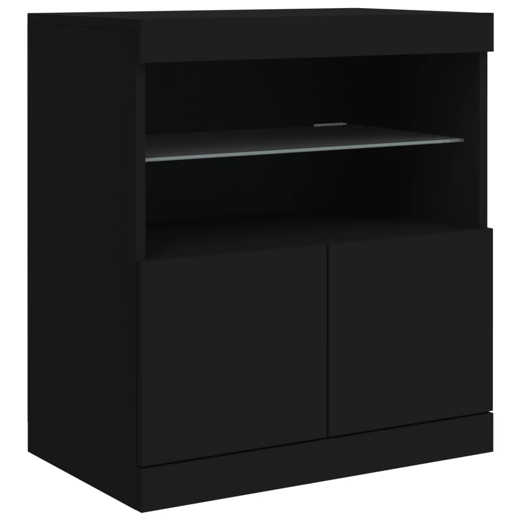 Sideboard mit LED-Leuchten Schwarz 60x37x67 cm