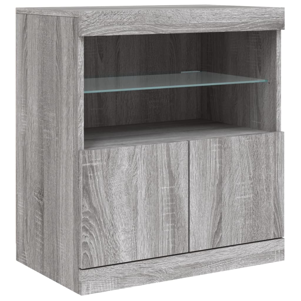 Sideboard mit LED-Leuchten Grau Sonoma 60x37x67 cm