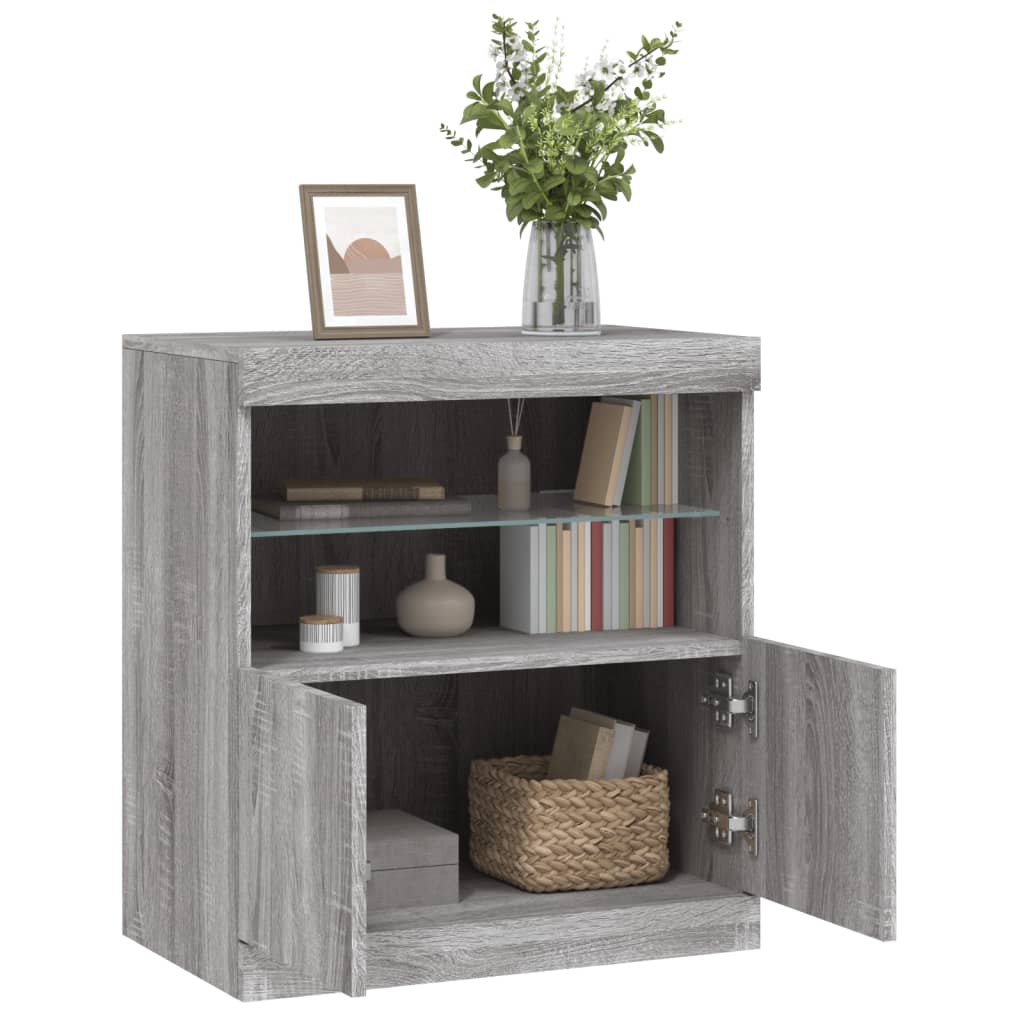 Sideboard mit LED-Leuchten Grau Sonoma 60x37x67 cm