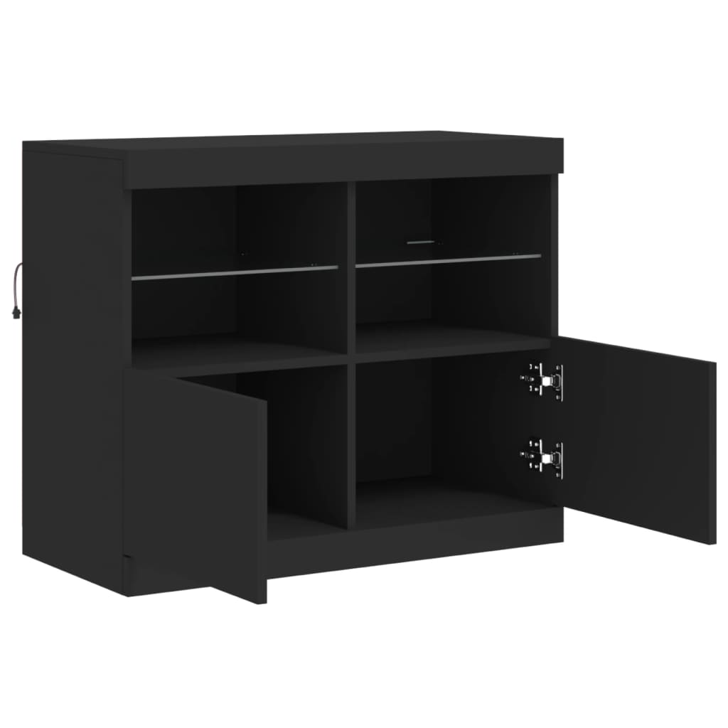 Sideboard mit LED-Leuchten Schwarz 81x37x67 cm