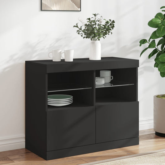 Sideboard mit LED-Leuchten Schwarz 81x37x67 cm