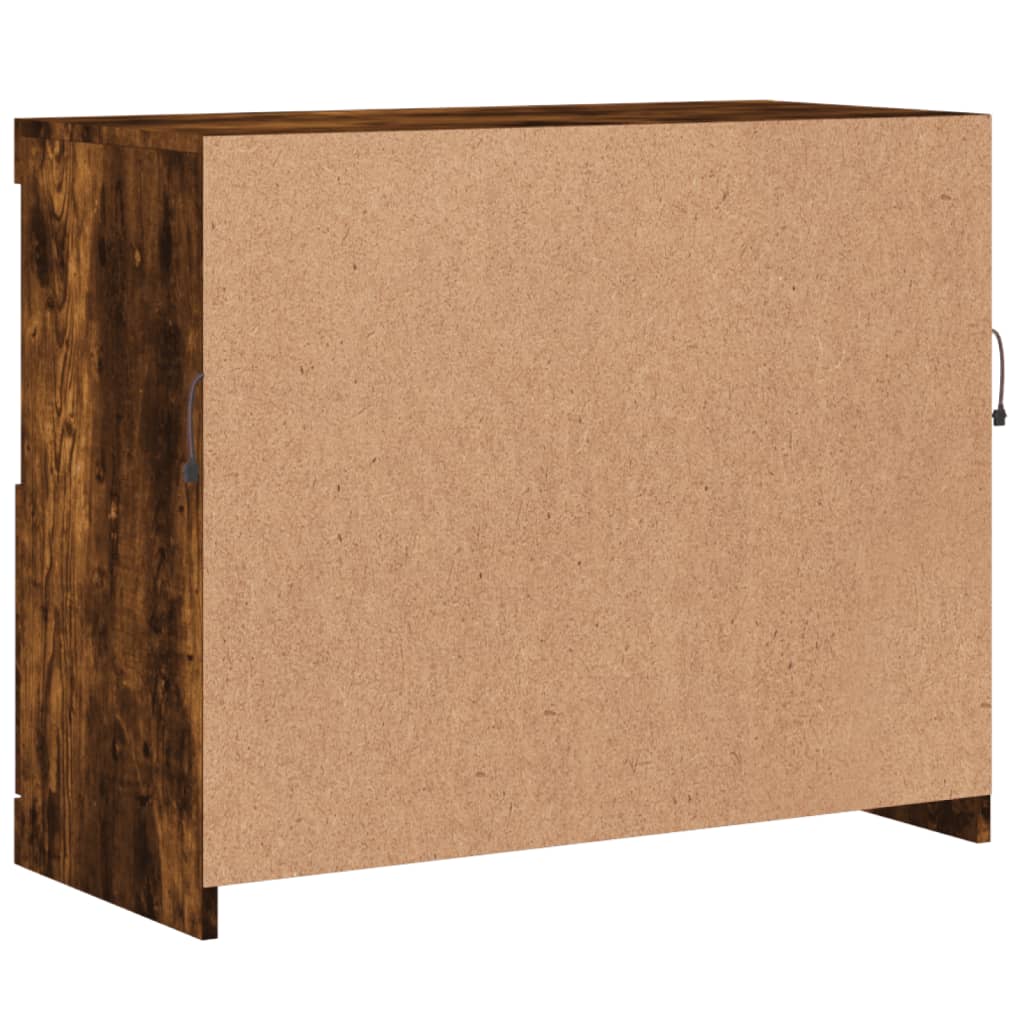 Sideboard mit LED-Leuchten Räuchereiche 81x37x67 cm