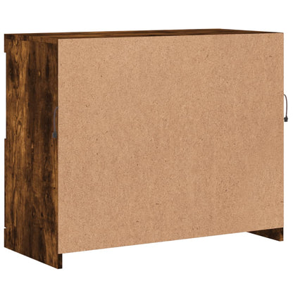 Sideboard mit LED-Leuchten Räuchereiche 81x37x67 cm