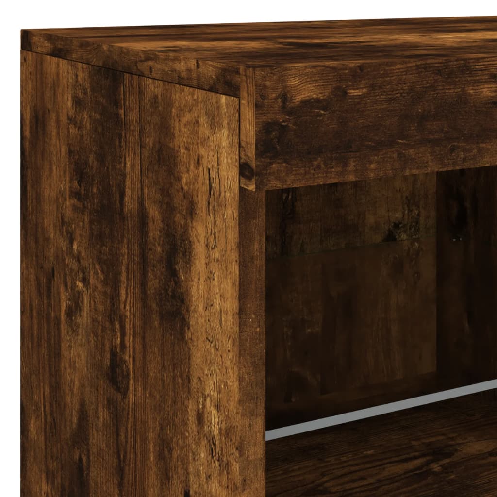 Sideboard mit LED-Leuchten Räuchereiche 81x37x67 cm