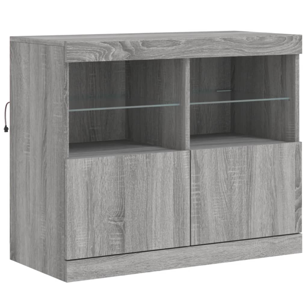 Sideboard mit LED-Leuchten Grau Sonoma 81x37x67 cm