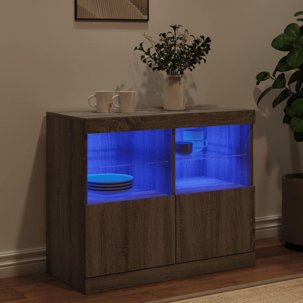 Sideboard mit LED-Leuchten Grau Sonoma 81x37x67 cm