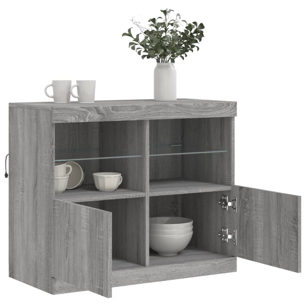 Sideboard mit LED-Leuchten Grau Sonoma 81x37x67 cm