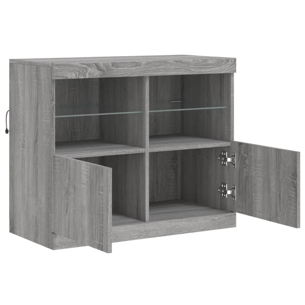 Sideboard mit LED-Leuchten Grau Sonoma 81x37x67 cm