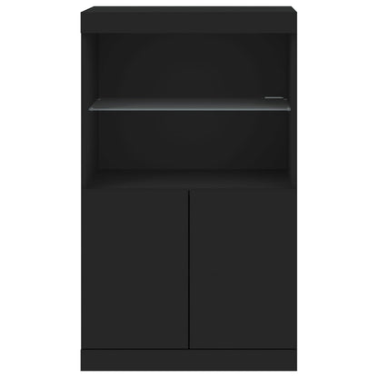 Sideboard mit LED-Leuchten Schwarz 60,5x37x100 cm