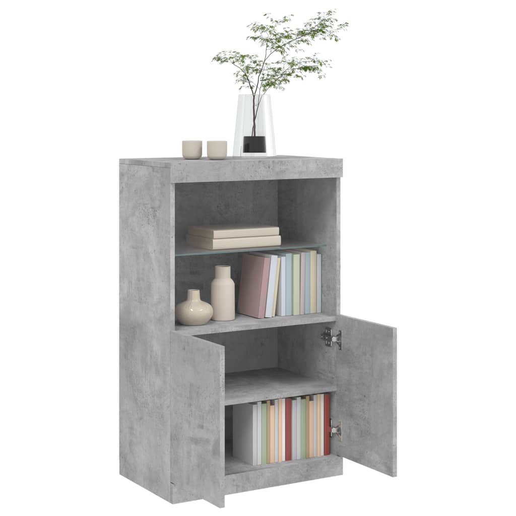 Sideboard mit LED-Leuchten Betongrau 60,5x37x100 cm