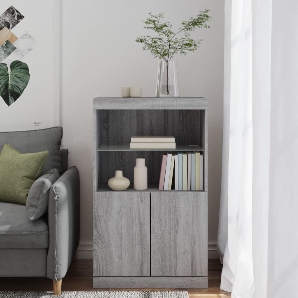 Sideboard mit LED-Leuchten Grau Sonoma 60,5x37x100 cm