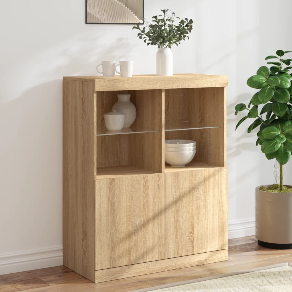 Sideboard mit LED-Leuchten Sonoma-Eiche 81x37x100 cm