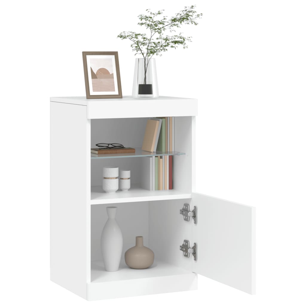 Sideboard mit LED-Leuchten Weiß 41x37x67 cm