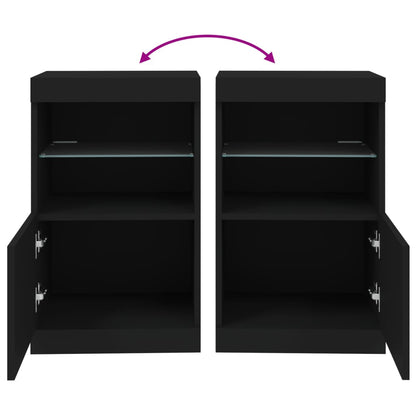 Sideboard mit LED-Leuchten Schwarz 41x37x67 cm