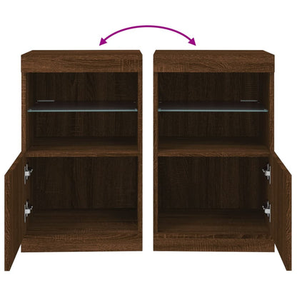 Sideboard mit LED-Leuchten Braun Eichen-Optik 41x37x67 cm