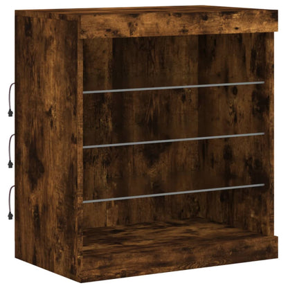 Sideboard mit LED-Leuchten Räuchereiche 60,5x37x67 cm
