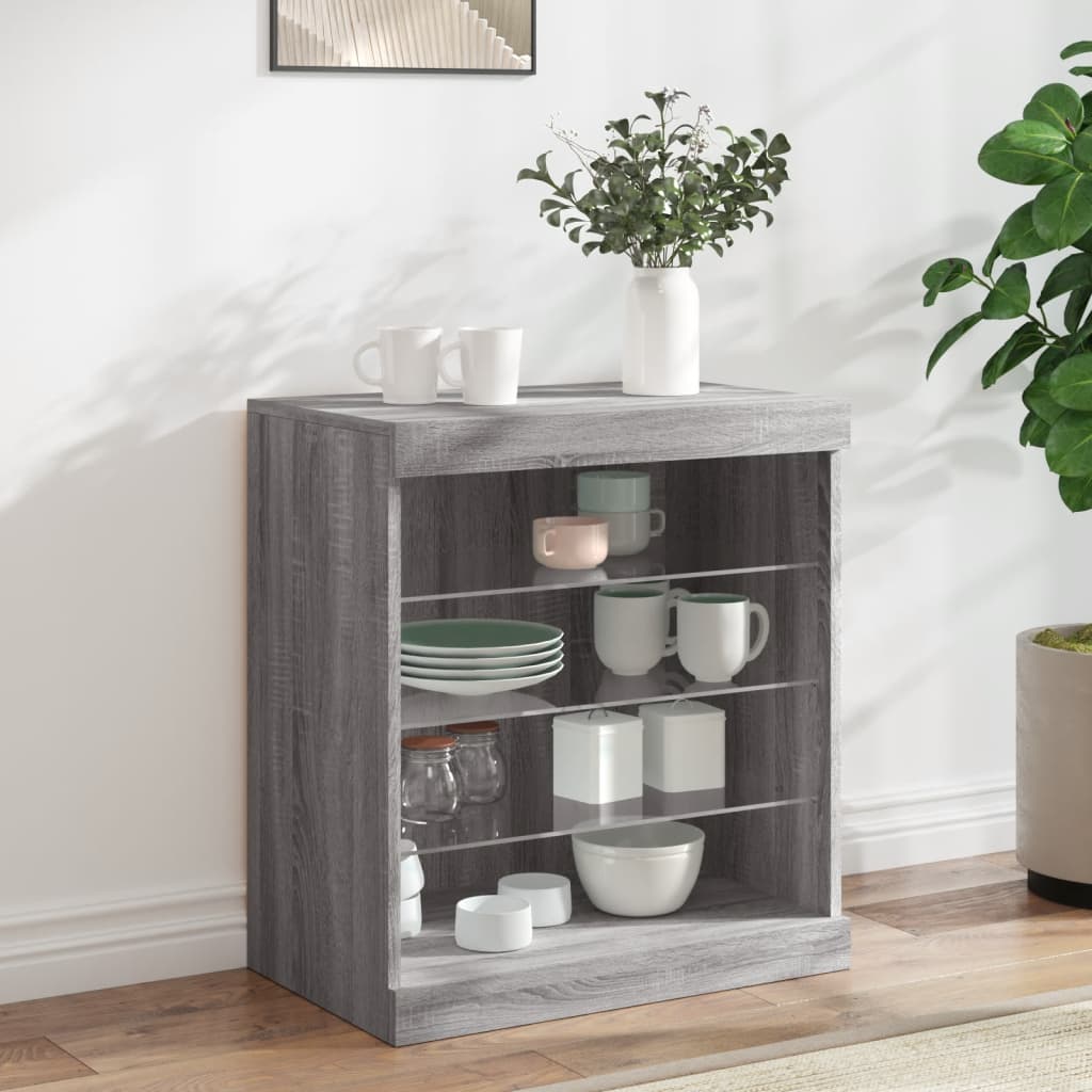 Sideboard mit LED-Leuchten Grau Sonoma 60,5x37x67 cm