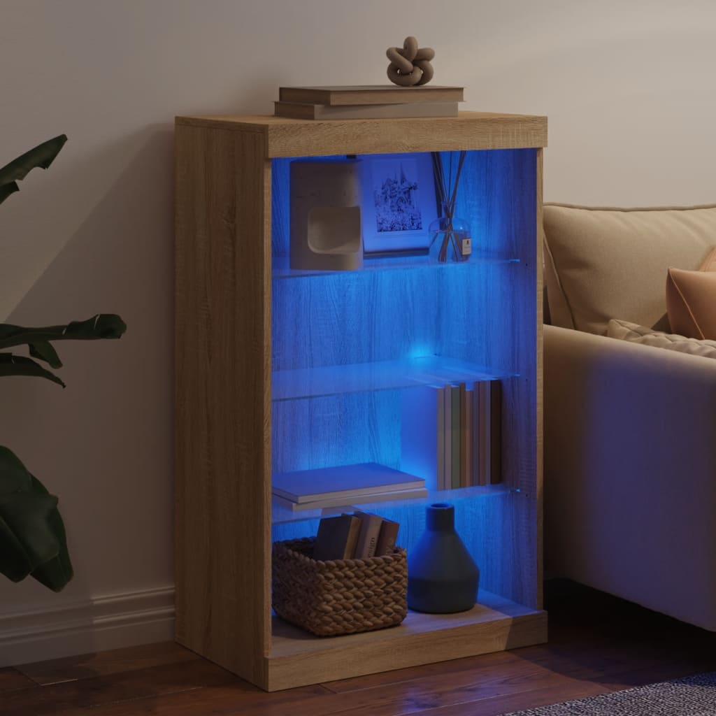 Sideboard mit LED-Leuchten Sonoma-Eiche 60,5x37x100 cm