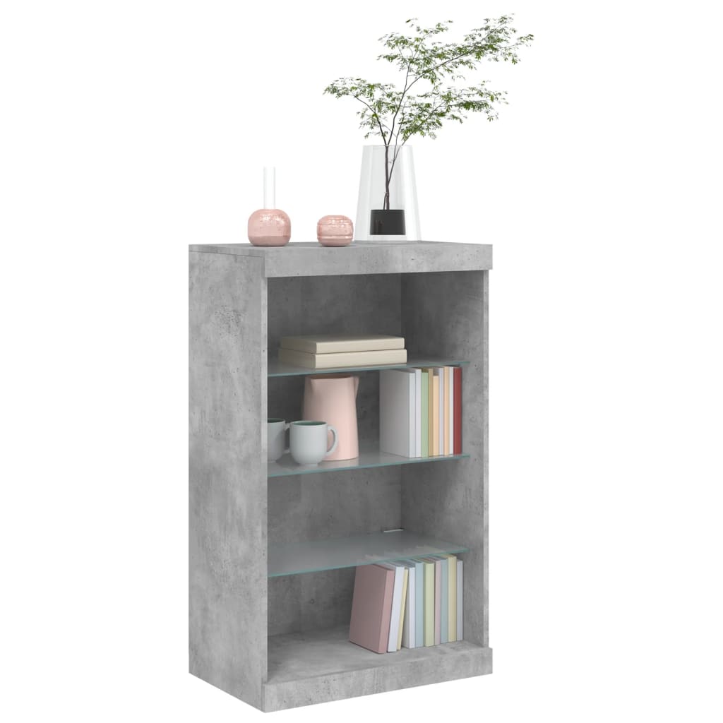 Sideboard mit LED-Leuchten Betongrau 60,5x37x100 cm