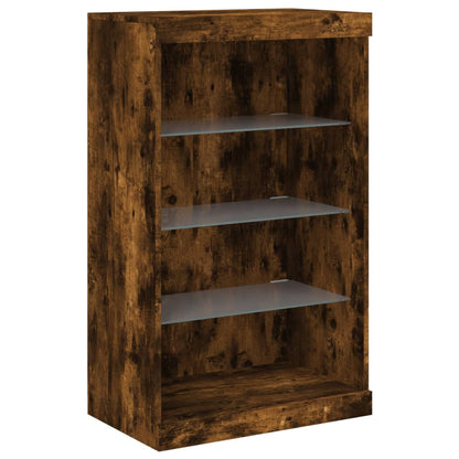 Sideboard mit LED-Leuchten Räuchereiche 60,5x37x100 cm