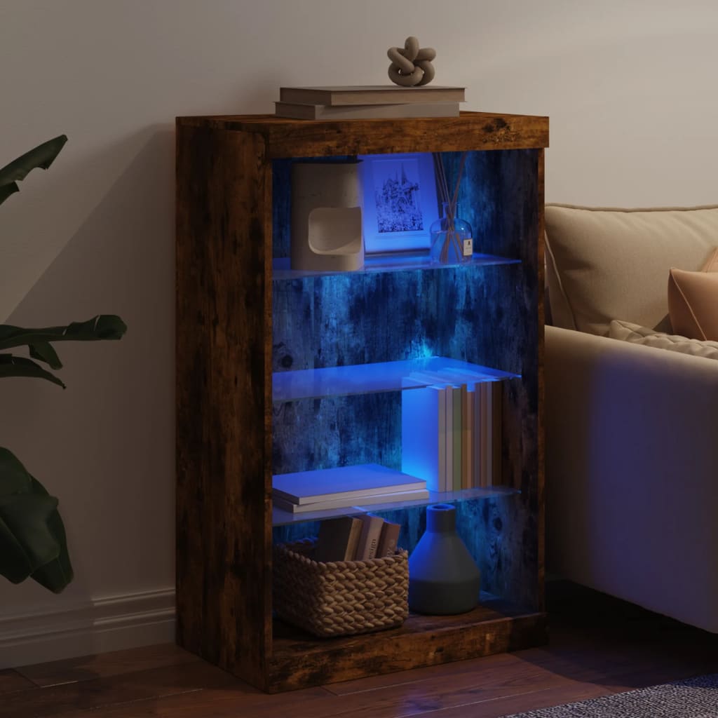 Sideboard mit LED-Leuchten Räuchereiche 60,5x37x100 cm