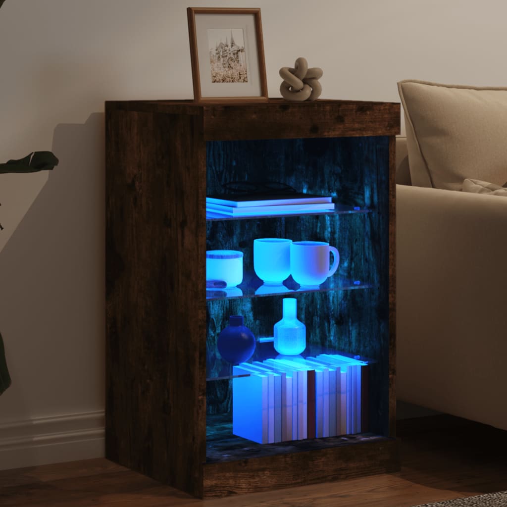 Sideboard mit LED-Leuchten Räuchereiche 41x37x67 cm