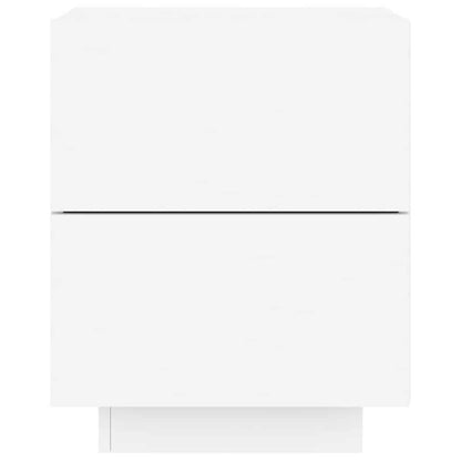 Nachttisch mit LED-Leuchten Weiß Holzwerkstoff