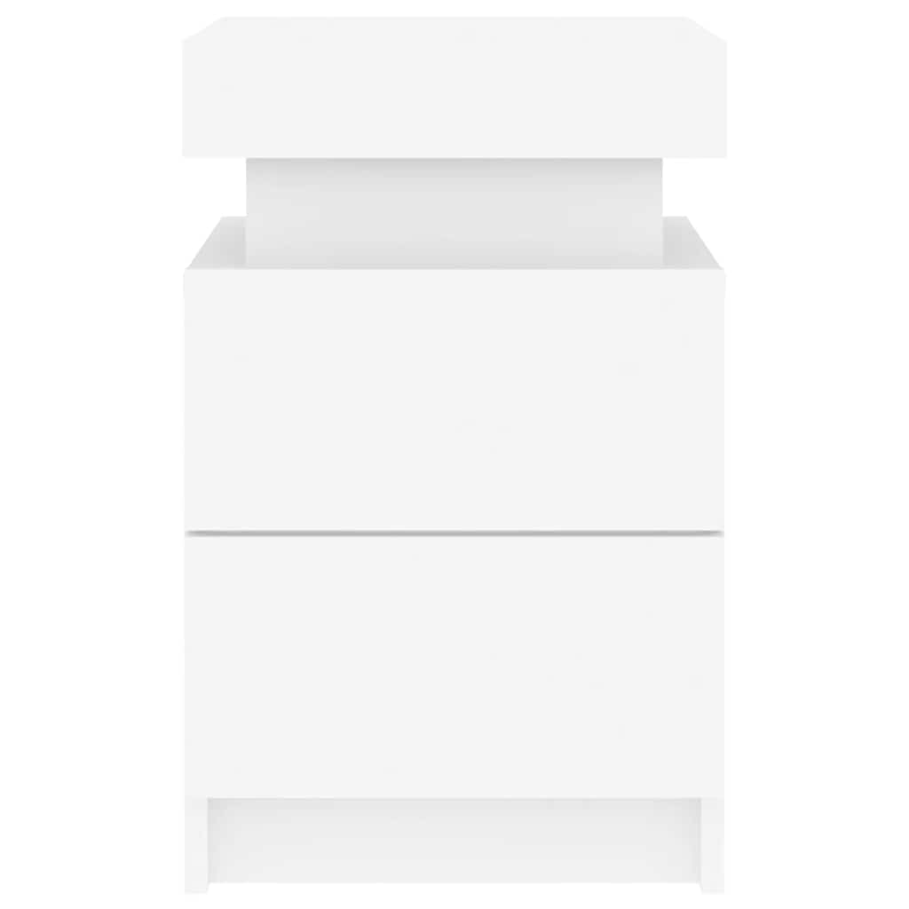 Nachttisch mit LED-Leuchten Weiß 35x39x55 cm