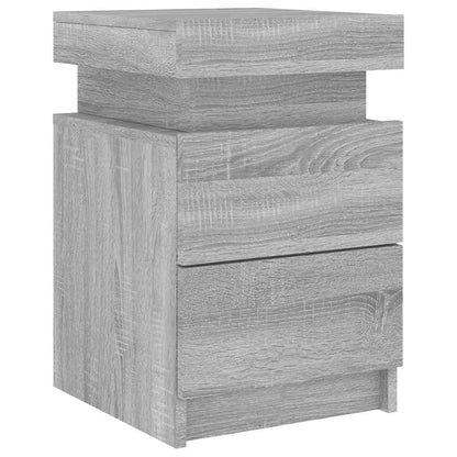 Nachttische mit LED-Leuchten 2 Stk. Grau Sonoma 35x39x55 cm