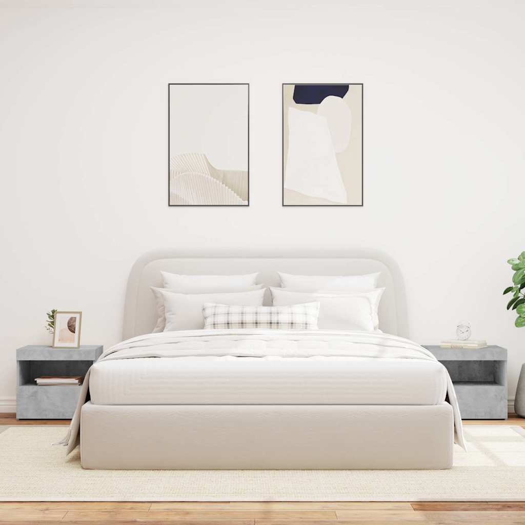 Nachttische mit LED-Leuchten 2 Stk. Betongrau 50x40x45 cm