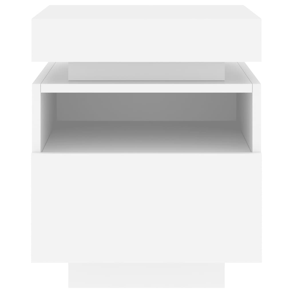 Nachttisch mit LED-Leuchten Weiß 40x39x48,5 cm