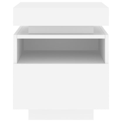 Nachttisch mit LED-Leuchten Weiß 40x39x48,5 cm