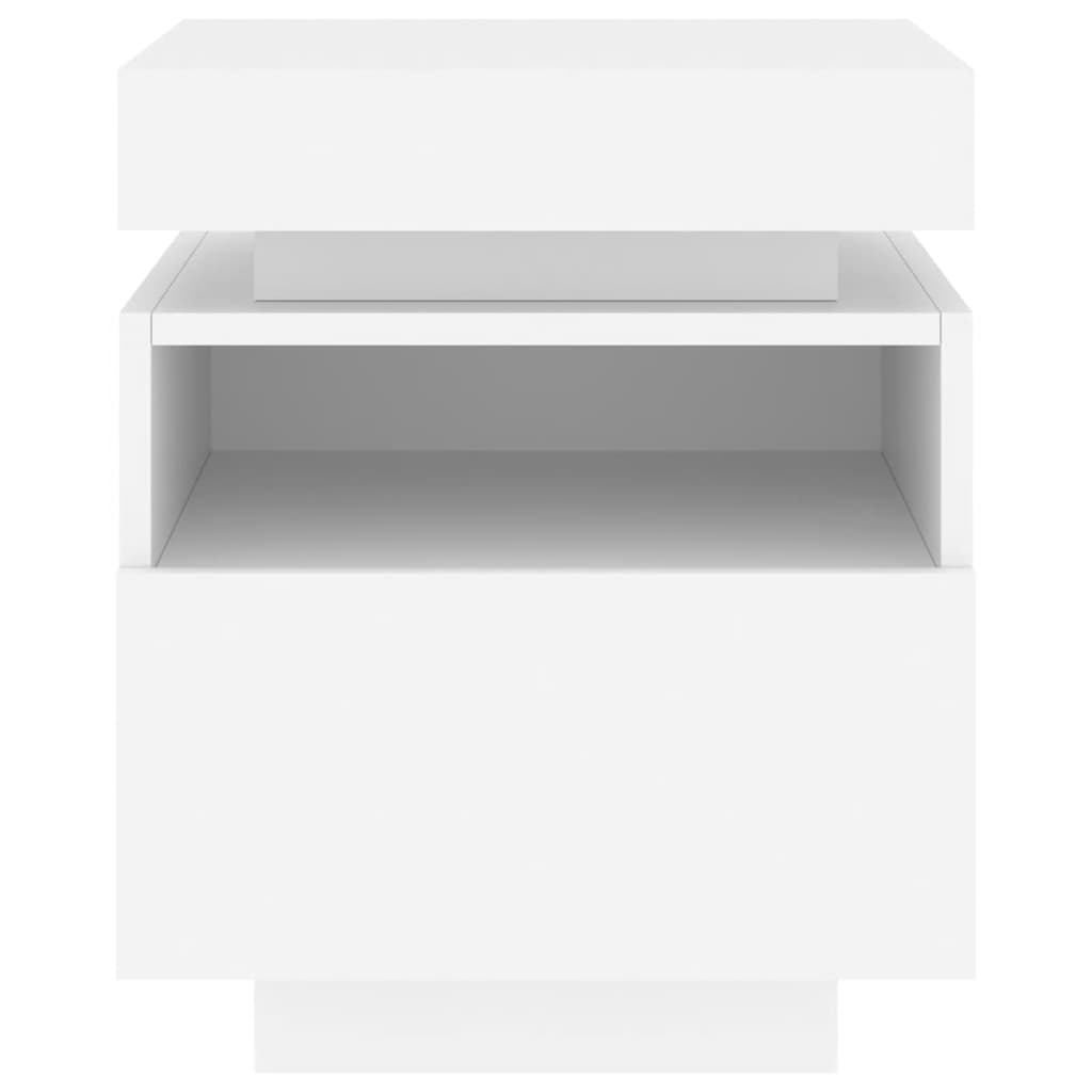 Nachttische mit LED-Leuchten 2 Stk. Weiß 40x39x48,5 cm