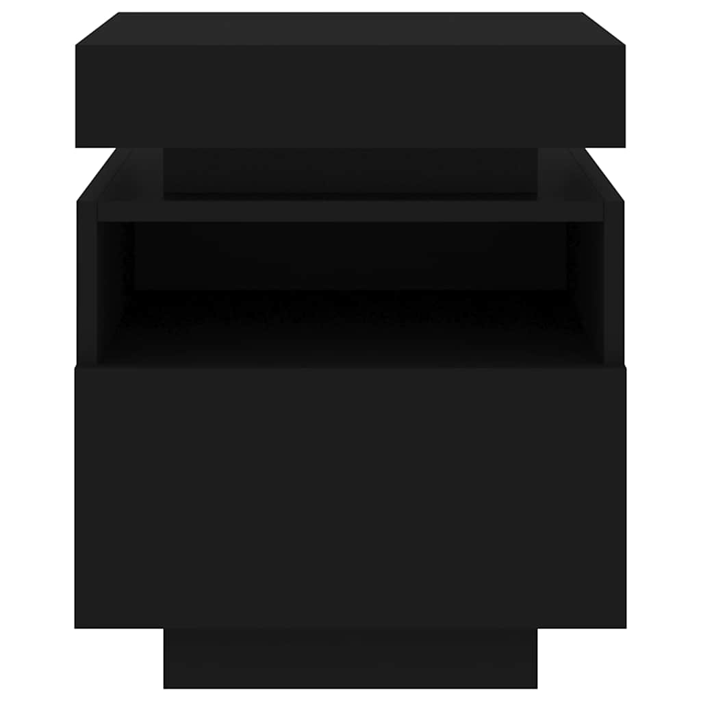 Nachttische mit LED-Leuchten 2 Stk. Schwarz 40x39x48,5 cm