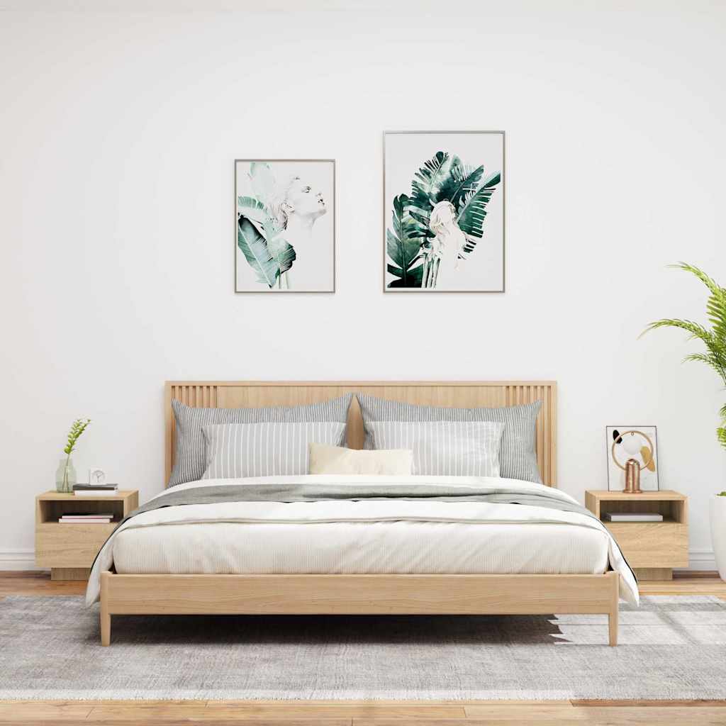 Nachttische mit LED-Leuchten 2 Stk. Sonoma Eiche 40x39x37 cm